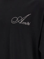 Black Cotton Relaxed Fit Crystal Logo Tee