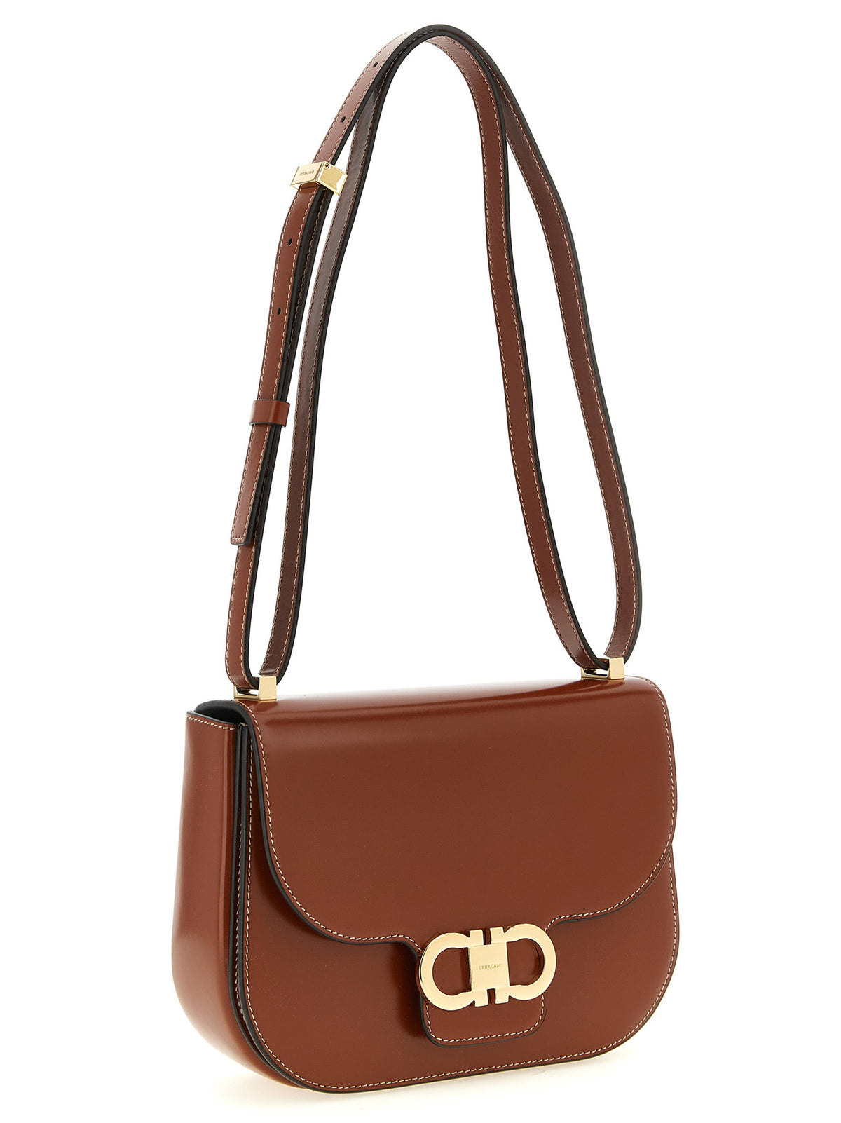Calfskin Double Gancini Crossbody Bag