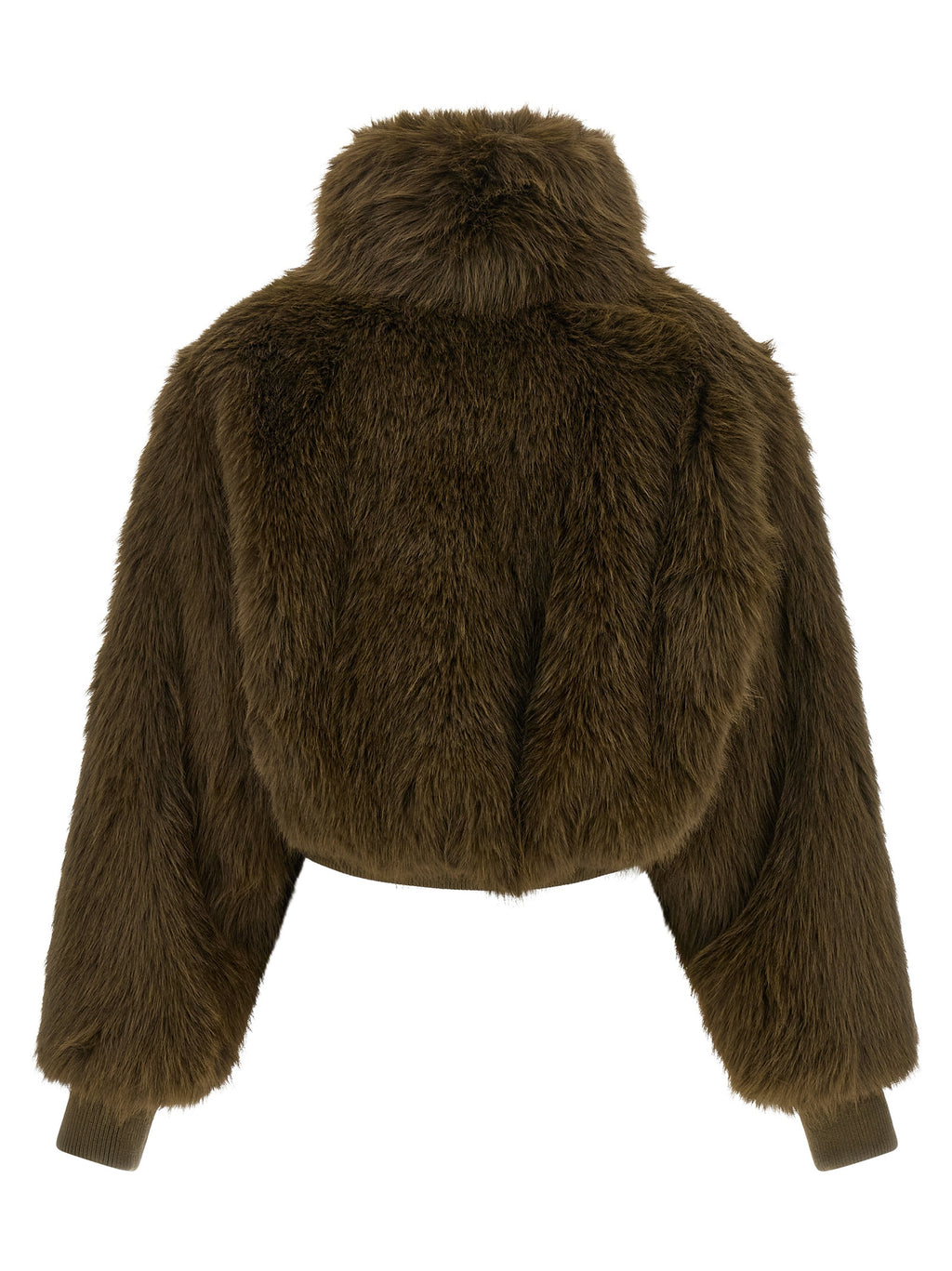 Bicolor Satin & Faux Fur Bomber