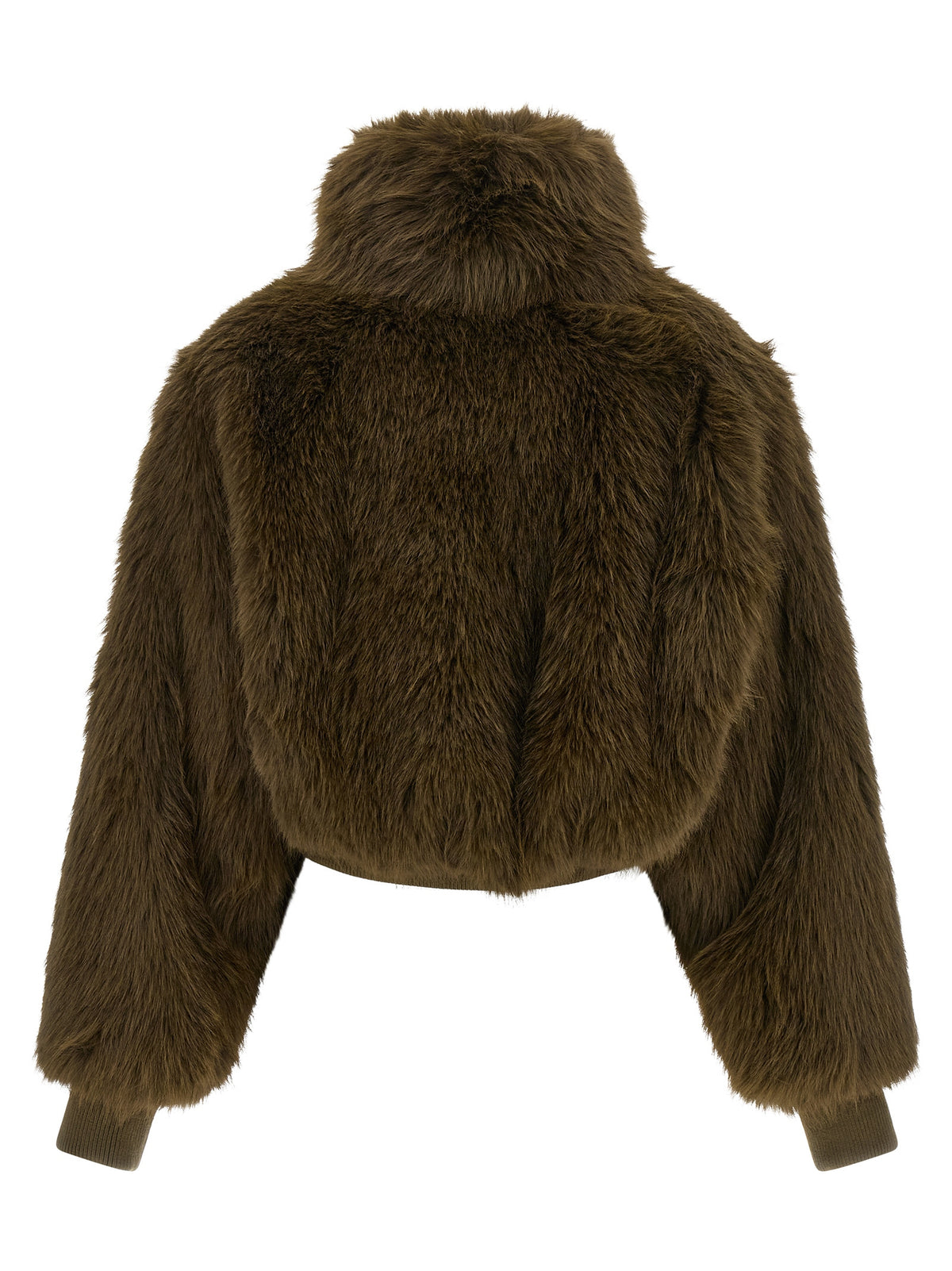 Bicolor Satin & Faux Fur Bomber