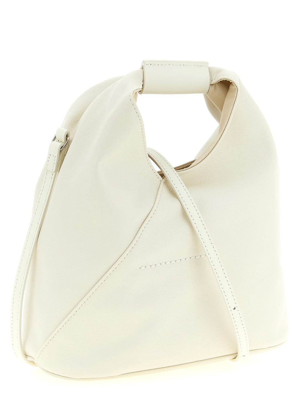 Compact Creamy White Polyurethane Crossbody Bag
