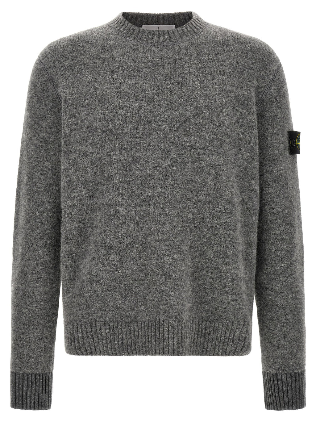 Gray Alpaca Wool Mélange Crewneck Sweater