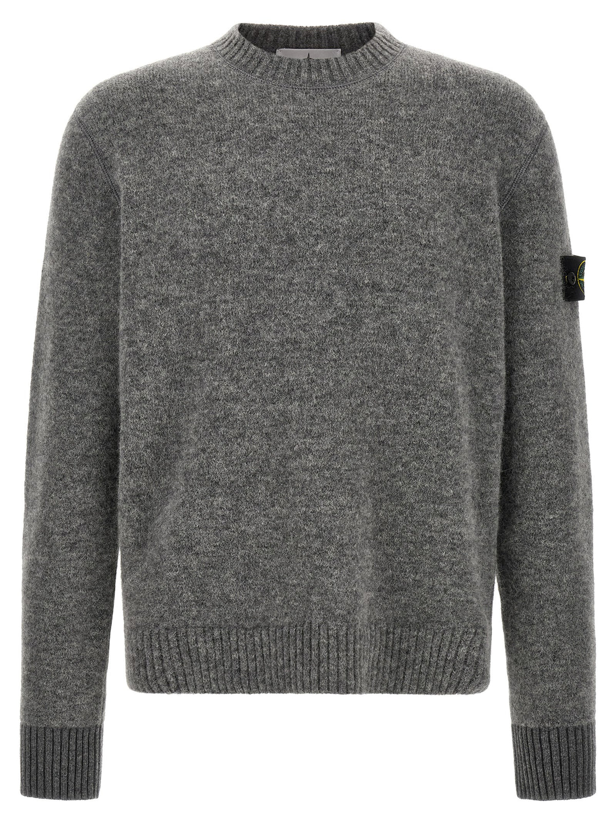 Gray Alpaca Wool Mélange Crewneck Sweater