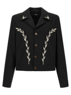 Black Polyester & Viscose Western Jacket