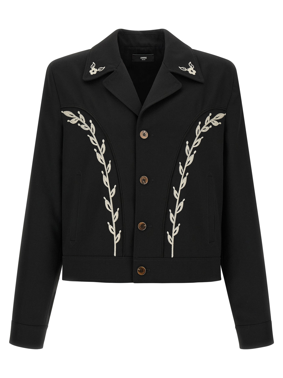 Black Polyester & Viscose Western Jacket