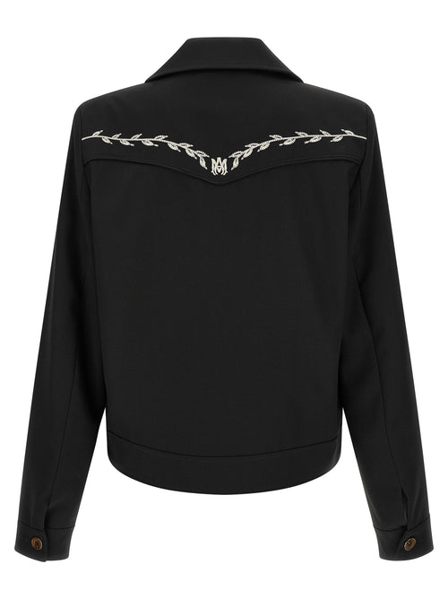 Black Polyester & Viscose Western Jacket