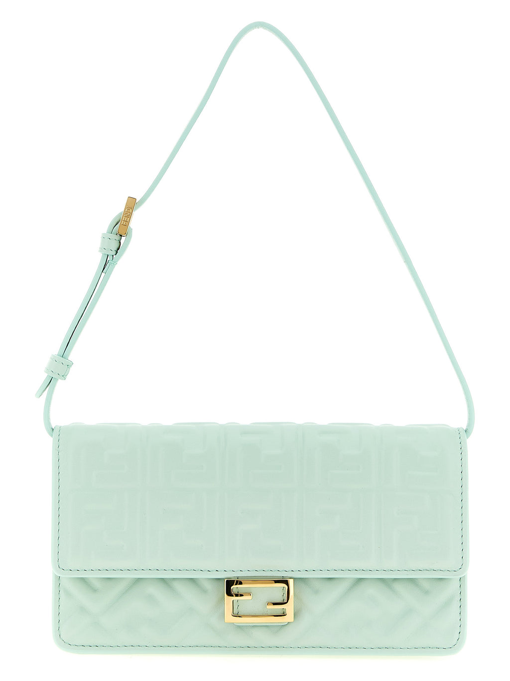 Light Green Lamb Leather Baguette Shoulder Bag