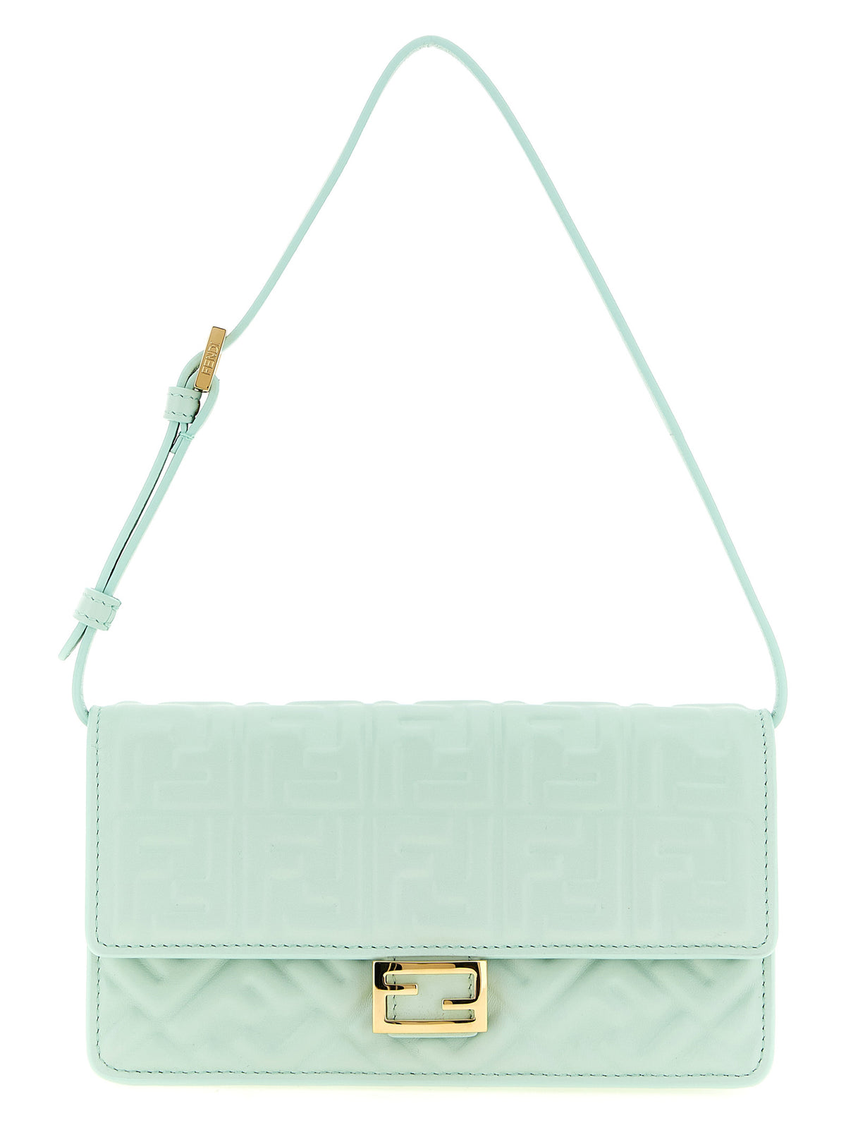 Light Green Lamb Leather Baguette Shoulder Bag