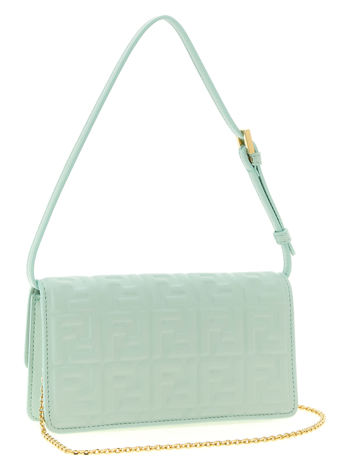 Light Green Lamb Leather Baguette Shoulder Bag