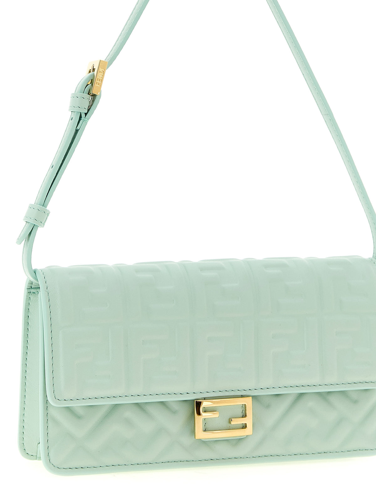 Light Green Lamb Leather Baguette Shoulder Bag