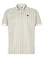 White Jacquard Knit Polo Shirt