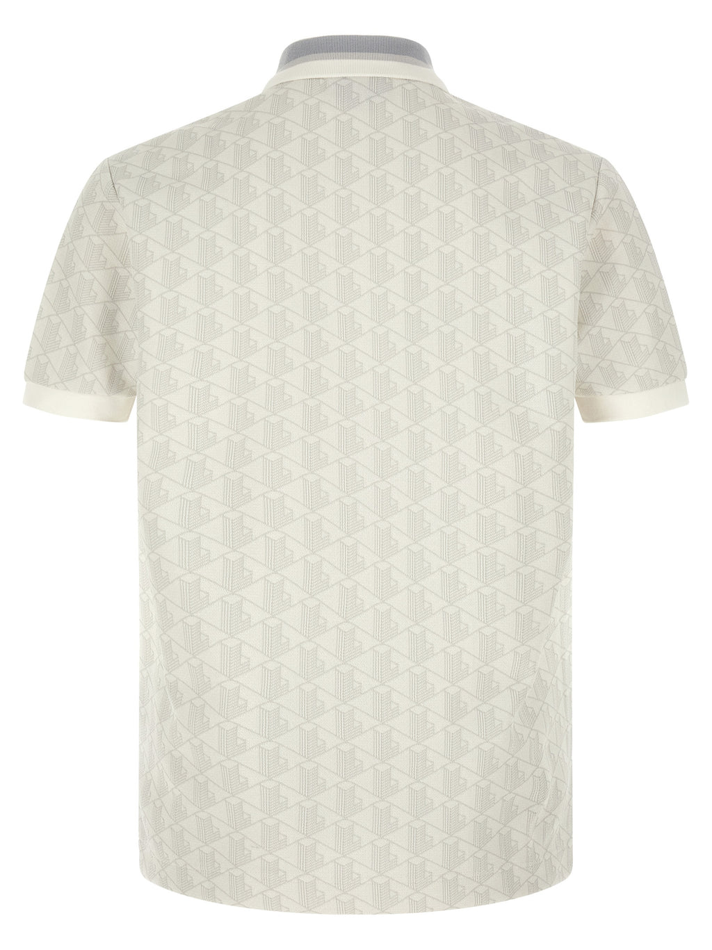 White Jacquard Knit Polo Shirt