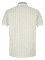 White Jacquard Knit Polo Shirt