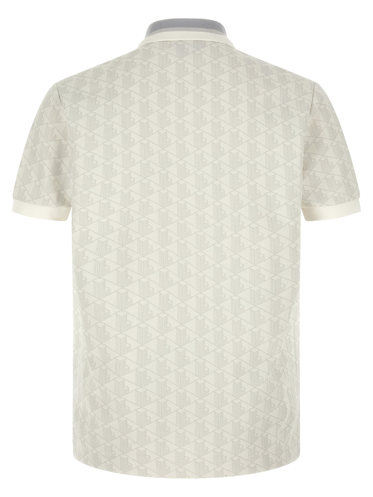 White Jacquard Knit Polo Shirt