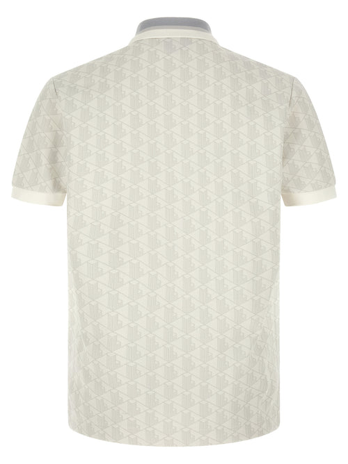 White Jacquard Knit Polo Shirt