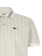 White Jacquard Knit Polo Shirt