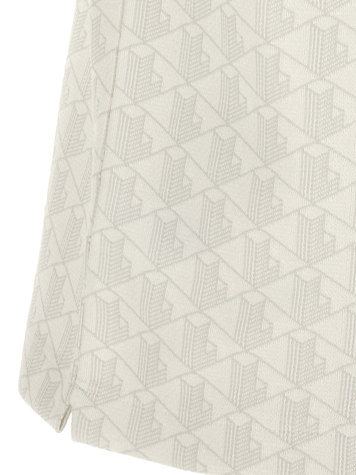 White Jacquard Knit Polo Shirt