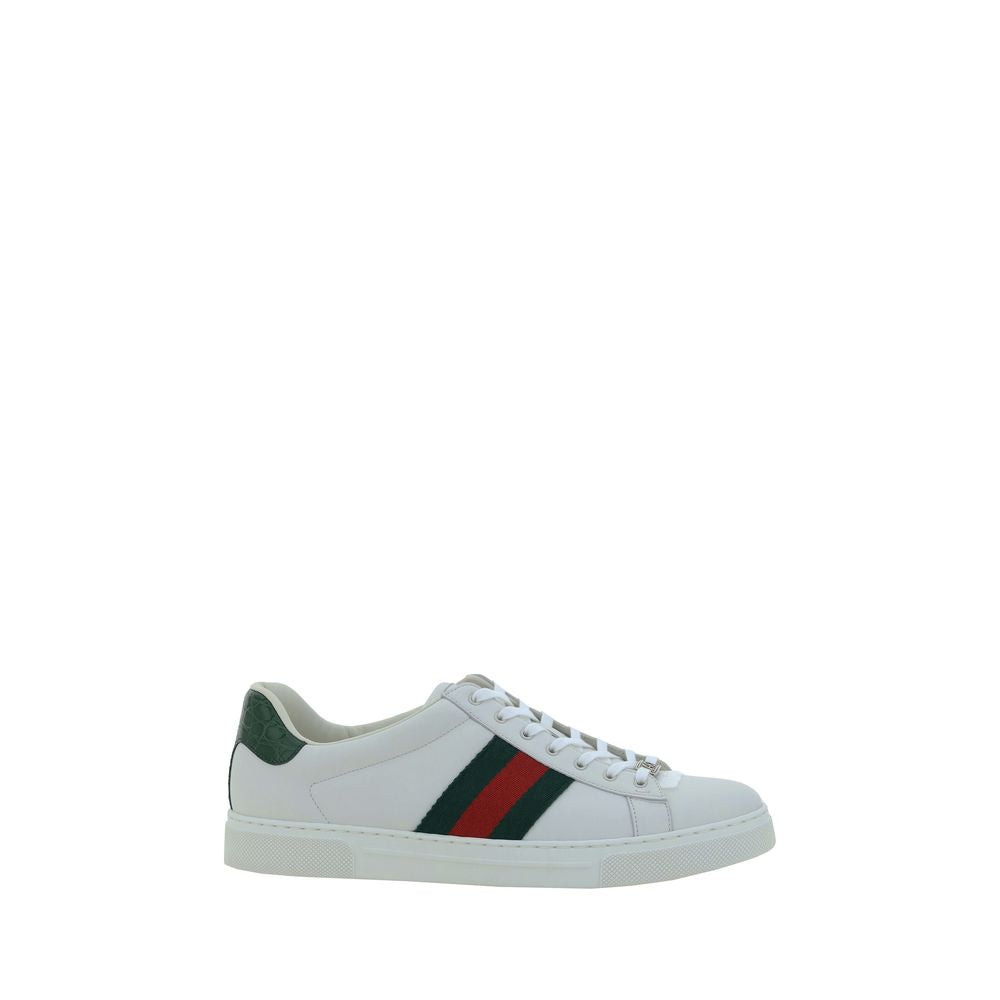 White Calfskin Low‑Top Sneakers