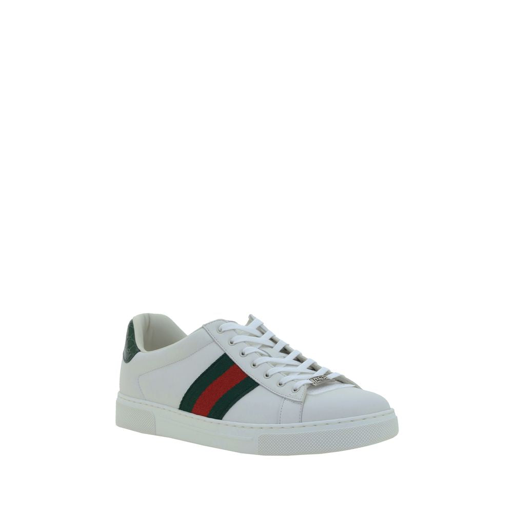 White Calfskin Low‑Top Sneakers
