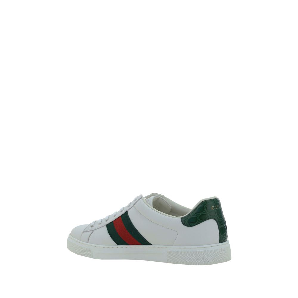 White Calfskin Low‑Top Sneakers