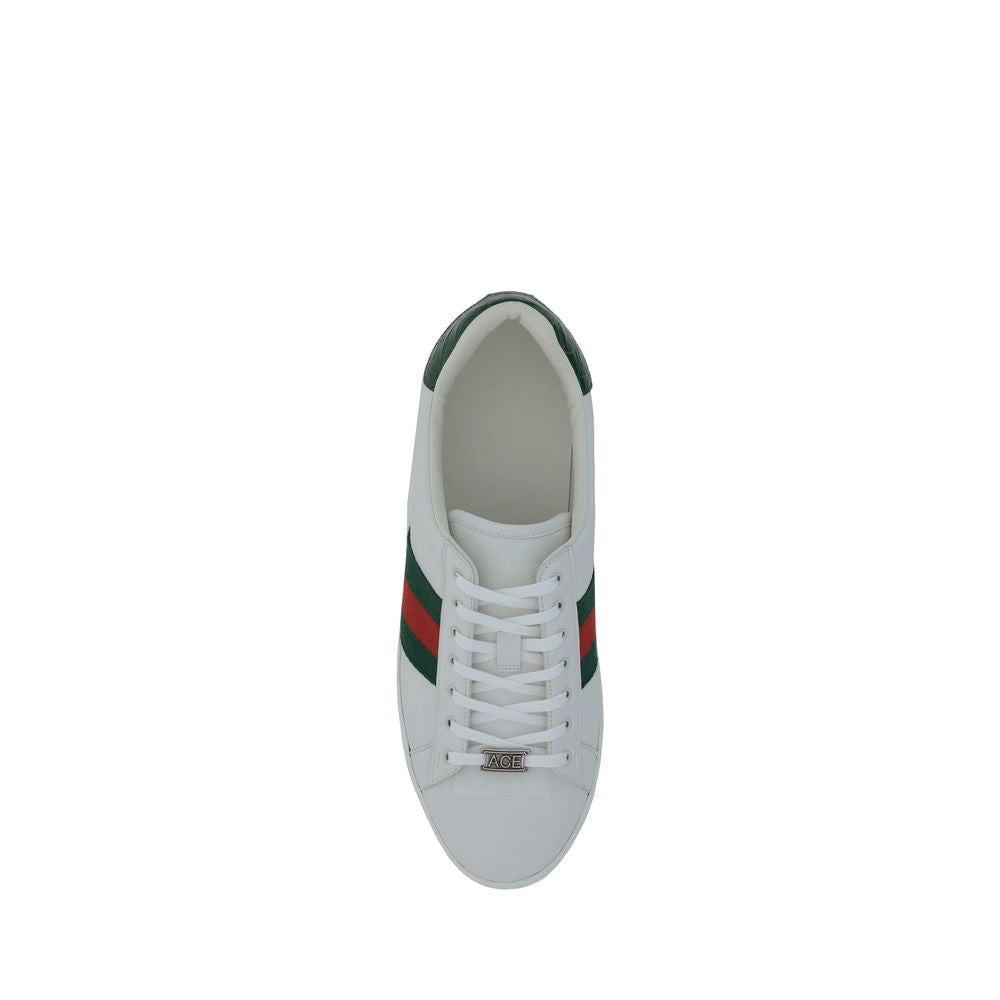 White Calfskin Low‑Top Sneakers