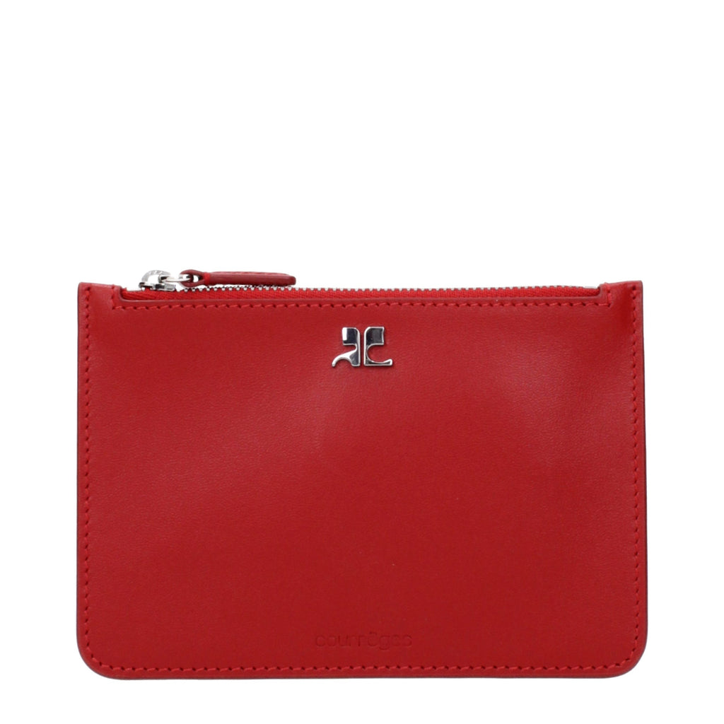 Compact Red Leather Coin Purse