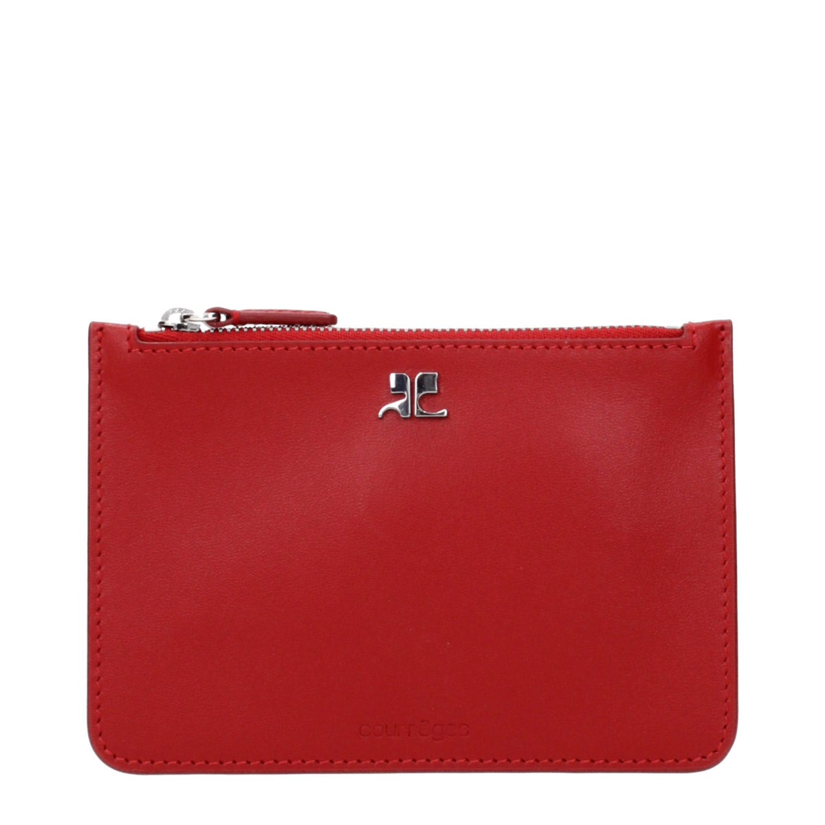 Compact Red Leather Coin Purse