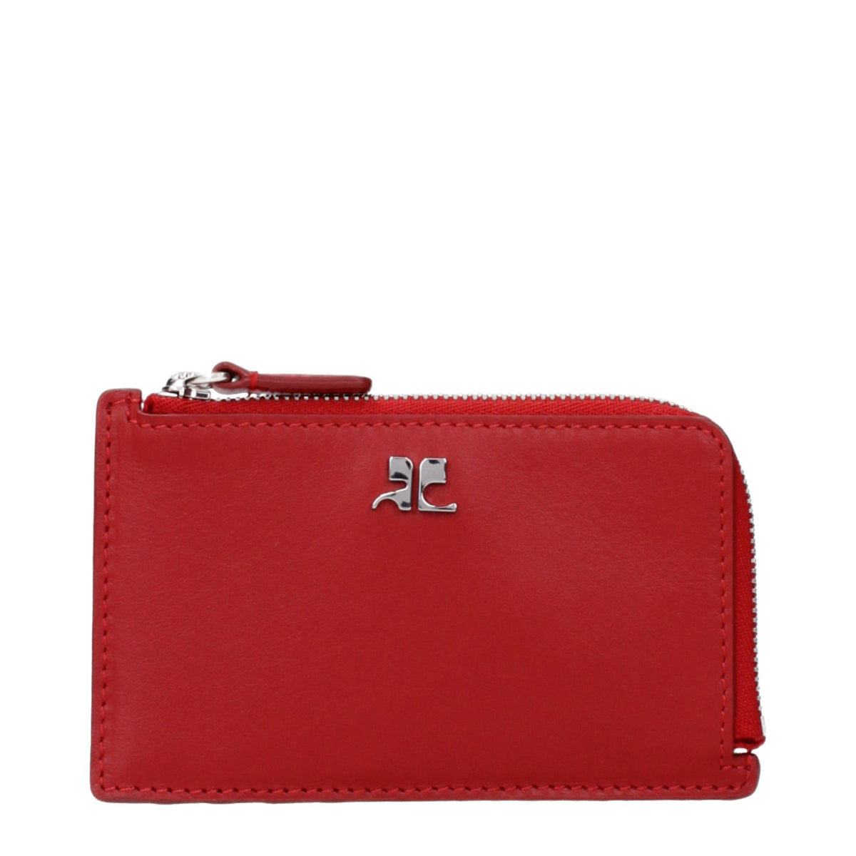 Compact Red Leather Coin Purse