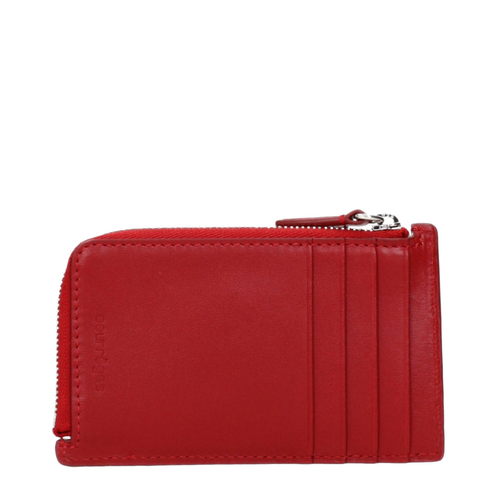 Compact Red Leather Coin Purse