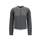 Gray Merino Wool Carnet Ribbed Cardigan