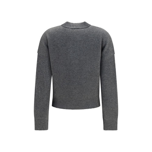 Gray Merino Wool Carnet Ribbed Cardigan
