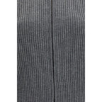 Gray Merino Wool Carnet Ribbed Cardigan