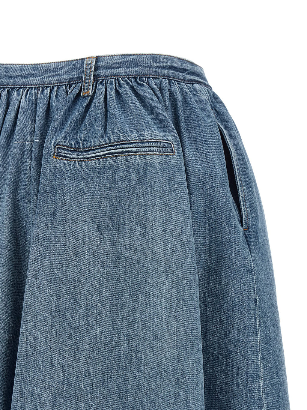 Blue Cotton Wide-Leg Bermuda Shorts