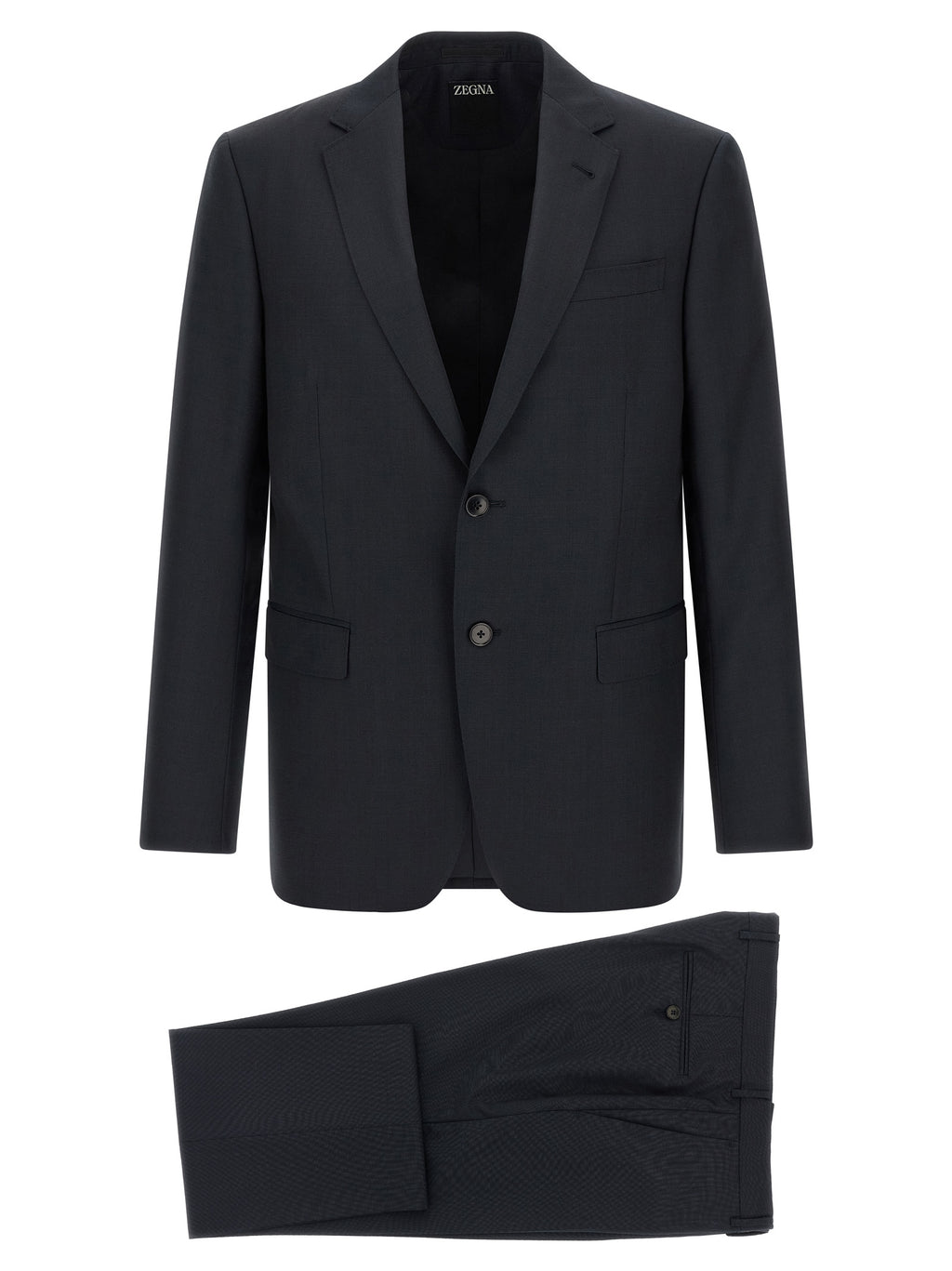 Pure Wool Two‑Piece Suit in Midnight Blue