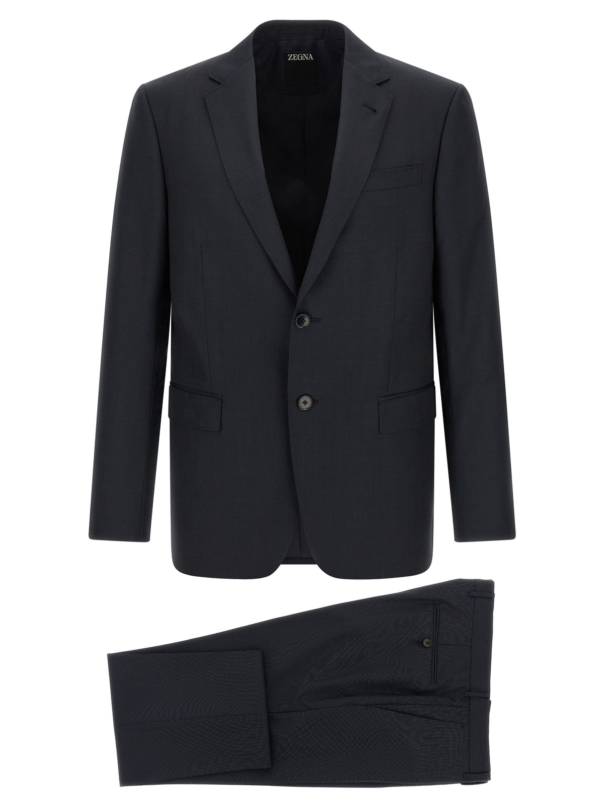 Pure Wool Two‑Piece Suit in Midnight Blue
