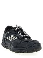 Black Calfskin Hamptons Worn‑Out Sneakers
