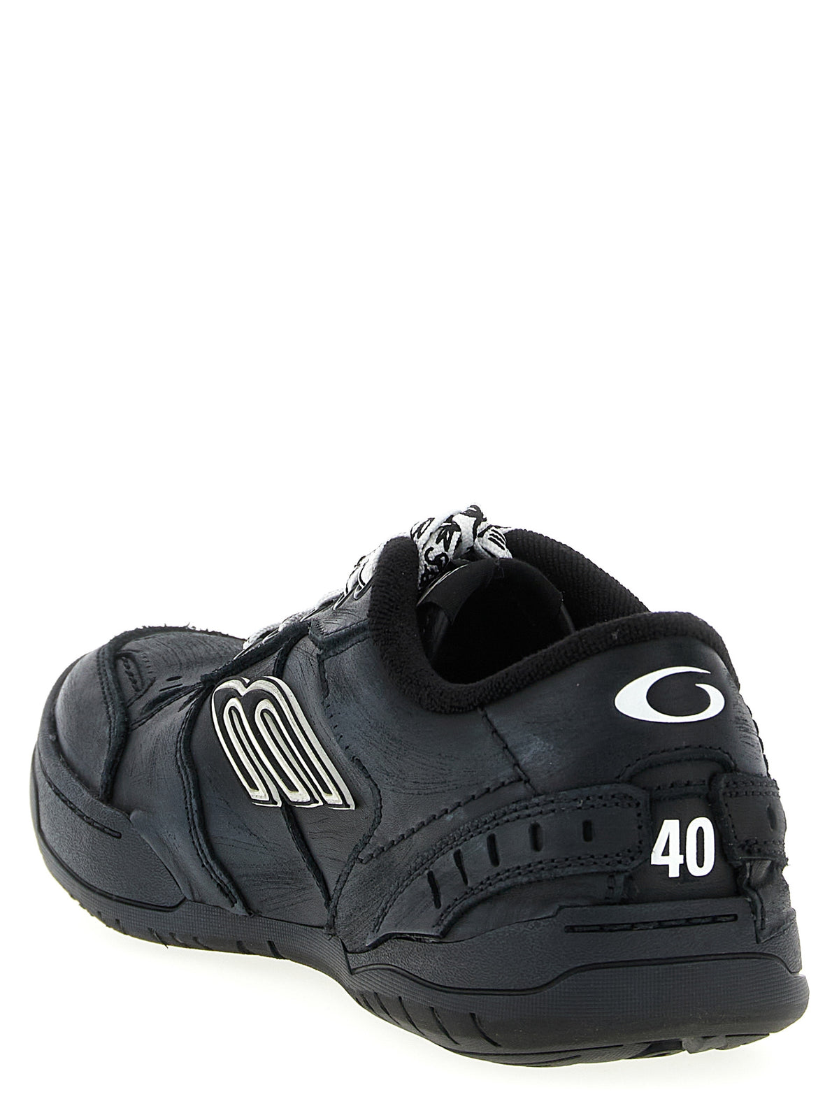 Black Calfskin Hamptons Worn‑Out Sneakers