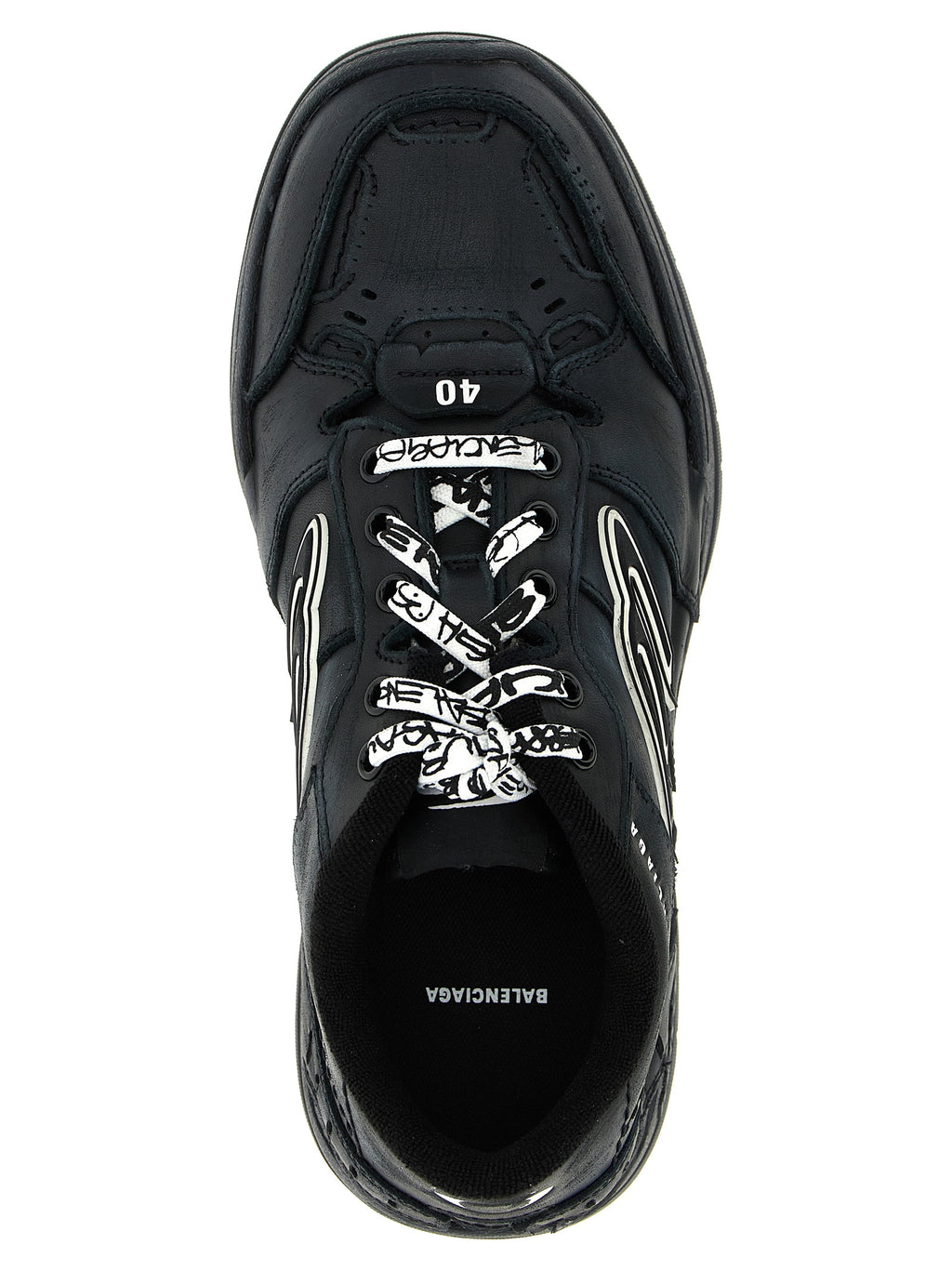 Black Calfskin Hamptons Worn‑Out Sneakers