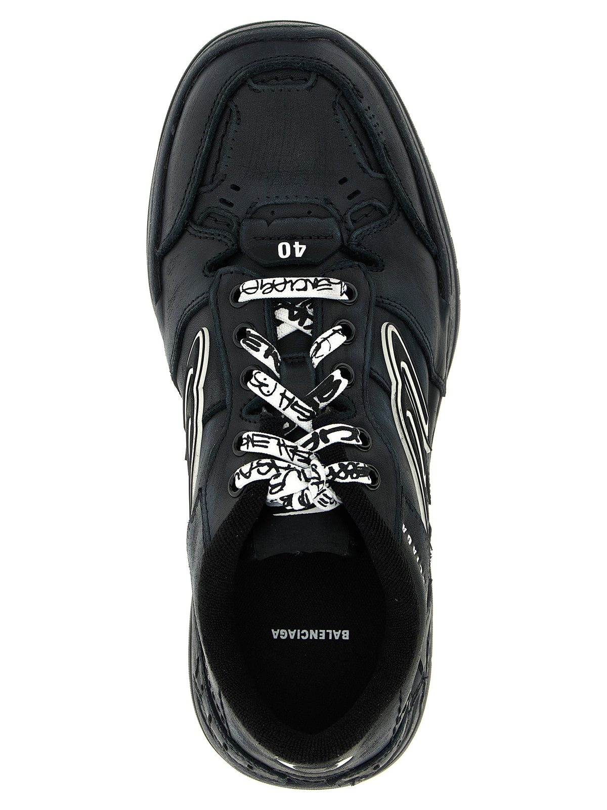 Black Calfskin Hamptons Worn‑Out Sneakers
