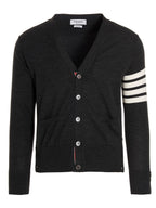 Elegant Gray Merino Wool Cardigan