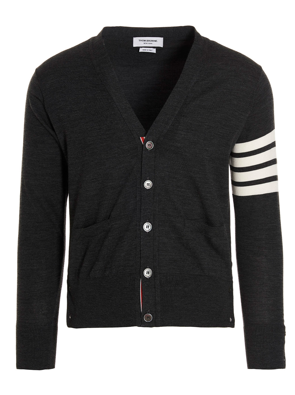 Elegant Gray Merino Wool Cardigan