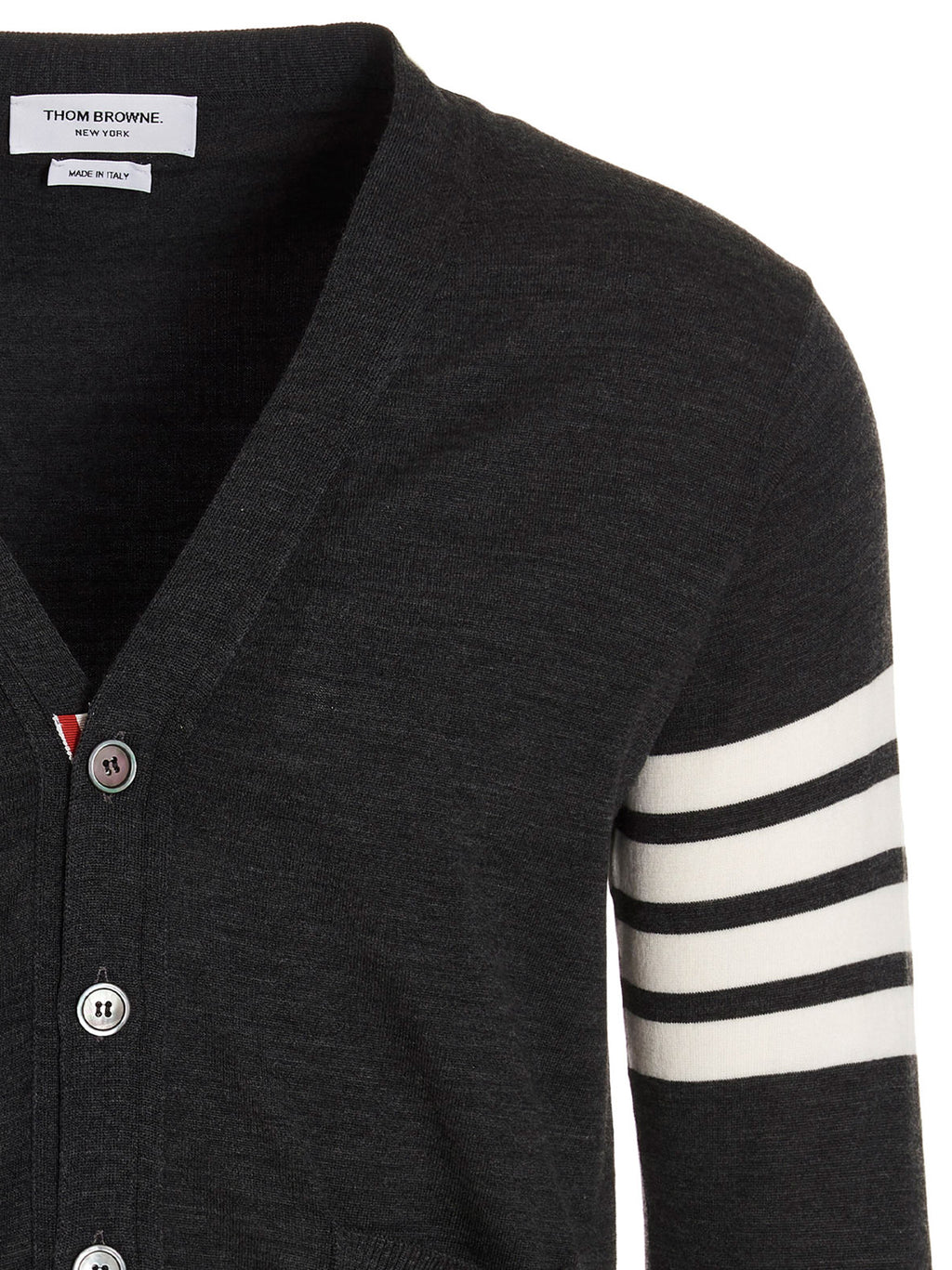 Elegant Gray Merino Wool Cardigan