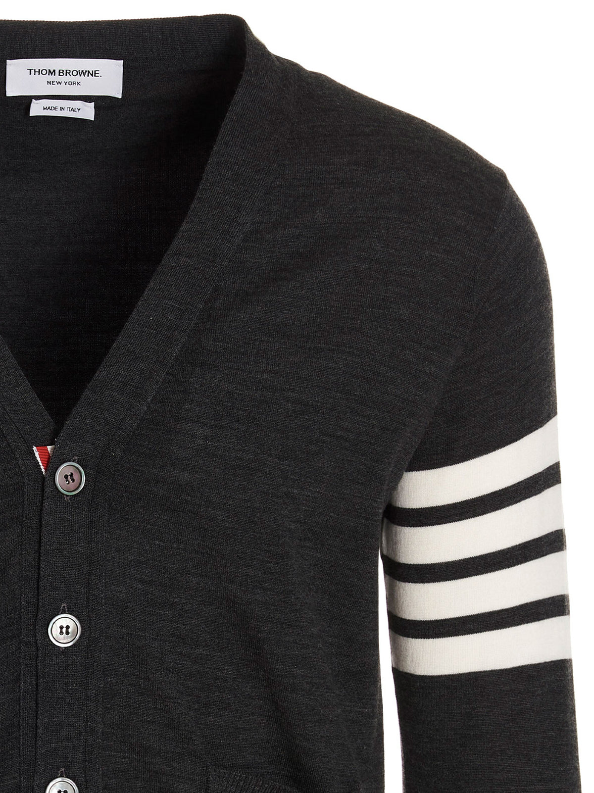 Elegant Gray Merino Wool Cardigan