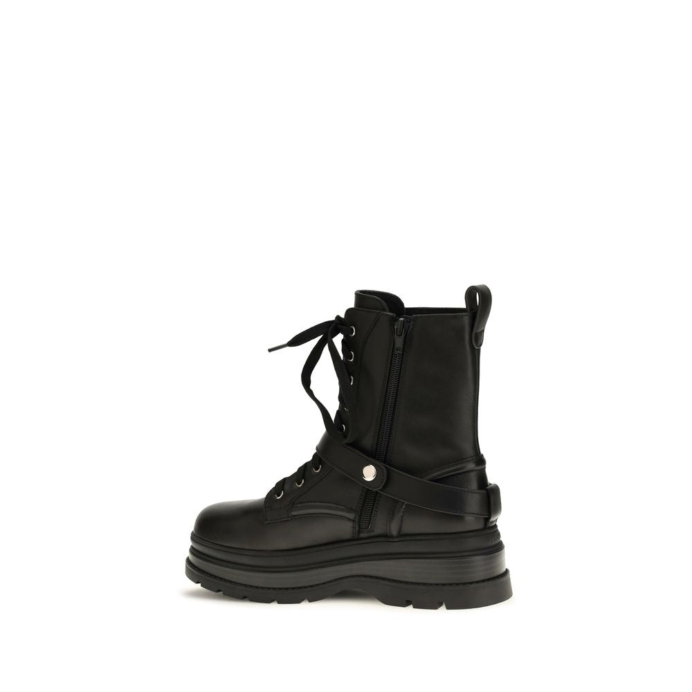 Calfskin Lace-Up Mid-Calf Boots