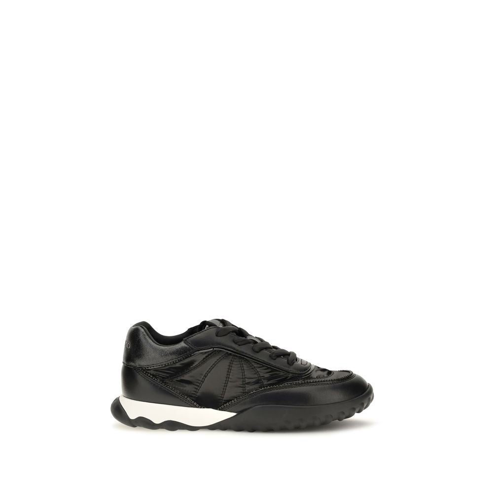 Black Suede and Fabric Low-Top Sneakers