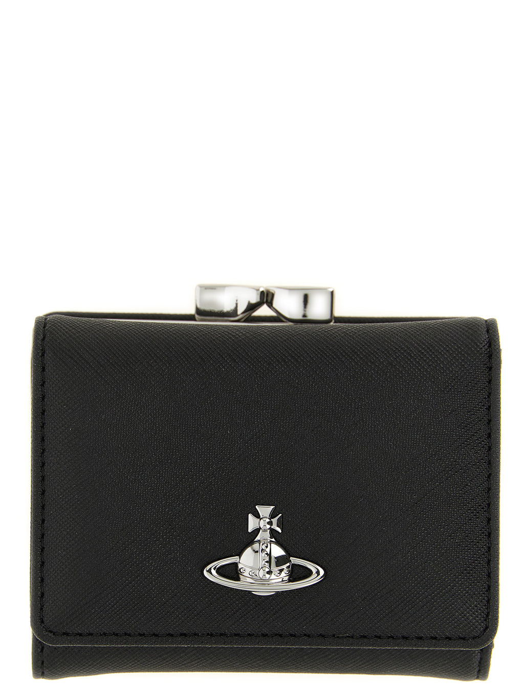 Black Saffiano Small Frame Tri-Fold Wallet