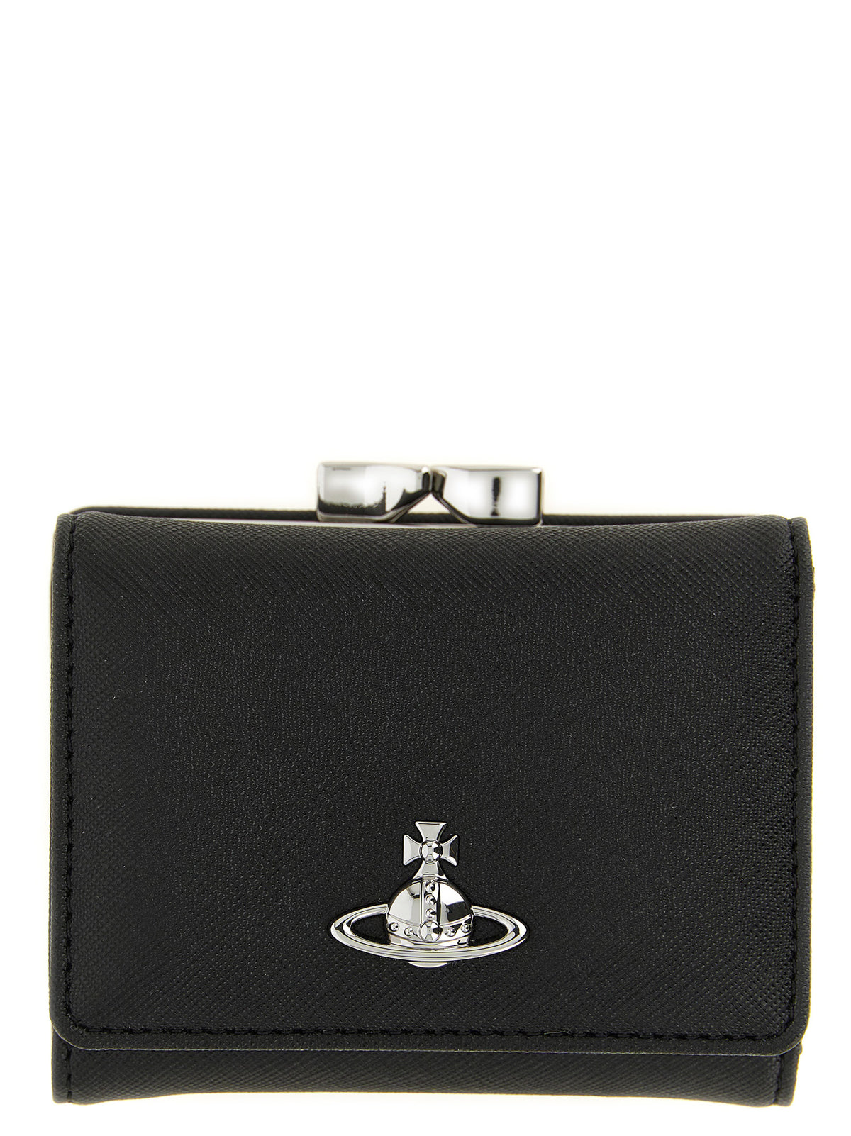 Black Saffiano Small Frame Tri-Fold Wallet