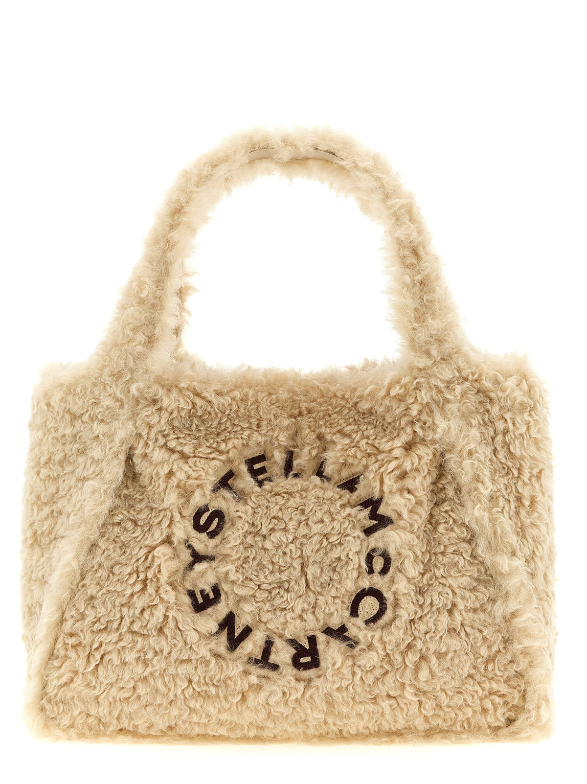 Beige Vegan Shearling-Effect Tote Bag