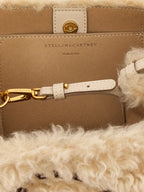 Beige Vegan Sheepskin-Effect Shoulder Bag
