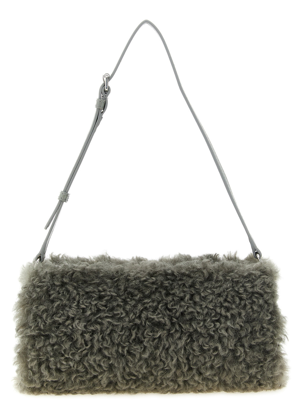 Gray Teddy-Texture Polyester Clutch